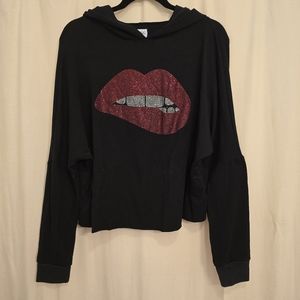 Lauren Moshi Wilma X Crystal Biting Lips Hoodie